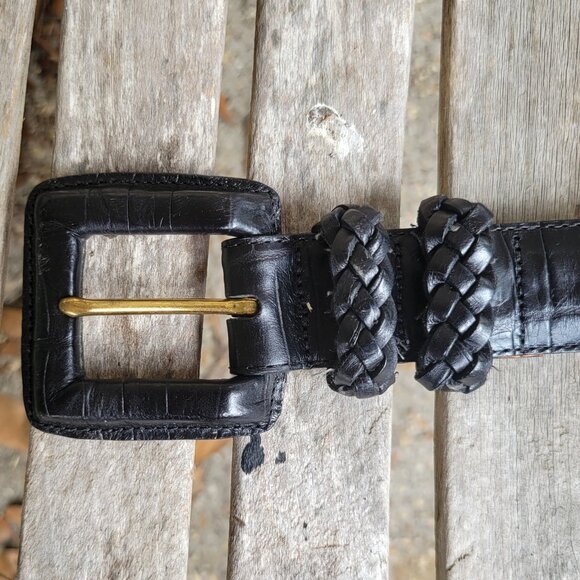 BRIGHTON Black Mock Croc Leather Belt Small - Picture 2 of 5